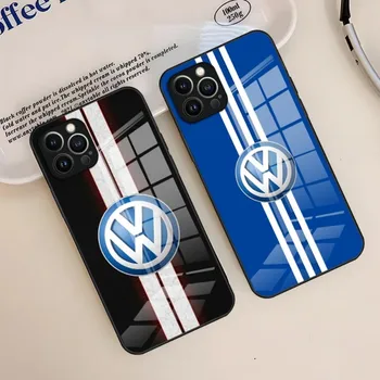 Volkswagens Auto LOGO Telefón puzdro Pre IPhone 14 Pro Max 15 12 11 13 X Mini XR XS 8 7 6 Plus SE 2020 Tvrdené Sklo Zadný Kryt