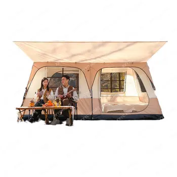 Vonkajší stan Veľké Dve Spálne, Jedna obývačka Striebro Pastebrushing Rainproof a Ochranu pred Slnkom Prenosné Camping Stan