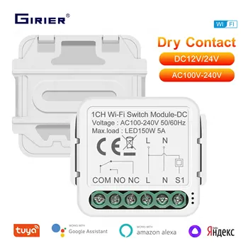 WiFi Switch Modul DC12/24V AC100-240V pre DIY Domov - Kompatibilné s Google Domov,