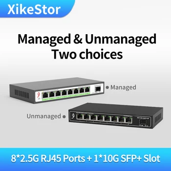 XikeStor 8-Port 2,5 G Prepínač Podarilo & Nespravovaná 2,5 G RJ45 Porty 10G SFP+ Slot, Ethernet Sieťový Prepínač