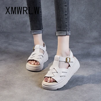 XMWRLW pravej Kože Letné Sandále Pre Ženy Topánky Bežné Háčik Slučky Dámy Letné Sandále Gumy Jediným Ženy Obuv Sandal