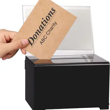 Čierny Akryl schránky na milodary So Zámkom, Prihláste sa Držiteľ Komentáre Box Pre vizitky Dary Hlasovanie Fundraising 12x15.9x10.2cm