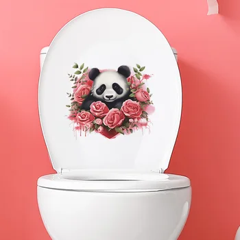 Šťastný Valentín Stenu, Nálepky, Ružová Romantické Ruže Wc Nálepky, Kúpeľňa Panda Samolepky na Stenu